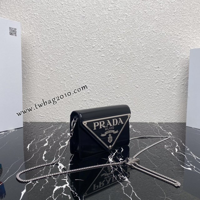 Prada專櫃新款大三角翻蓋鏈條小挎包 1BH189 普拉達頂級原單三角形徽標女包 csp1313